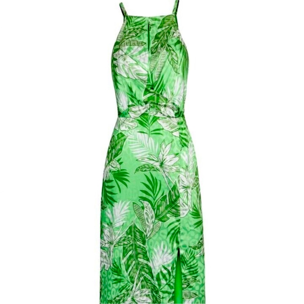 Rachel Roy Green Kiwi Combo Monstera Tropical NWT Summer Dress
